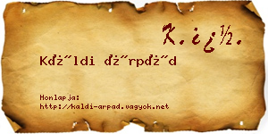 Káldi Árpád névjegykártya