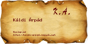 Káldi Árpád névjegykártya